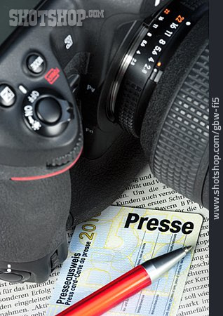 
                Presseausweis, Pressefotograf, Pressefotografie, Fotojournalismus                   