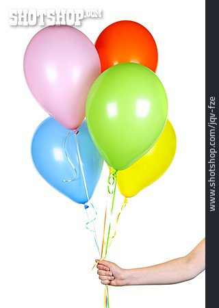 
                Luftballon, Festhalten, Ballontraube                   