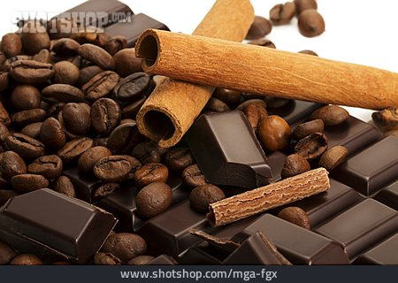 
                Zimtstange, Kaffeebohne, Schokoladentafel, Kaffeeschokolade                   