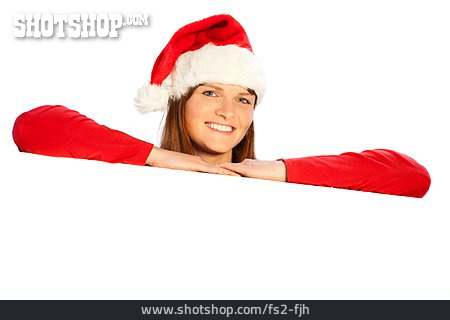 
                Junge Frau, Weihnachten, Weihnachtsmütze                   