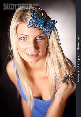 
                Young Woman, Woman, Butterfly, Costume Jewelry                   