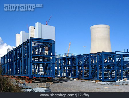 
                Stahlkonstruktion, Braunkohlekraftwerk, Großbaustelle                   