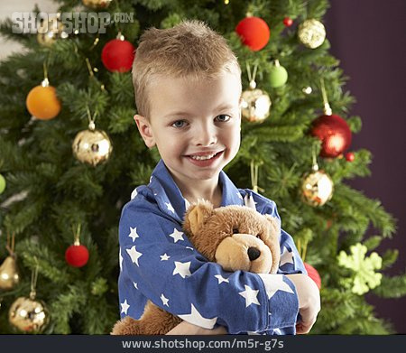 
                Junge, Weihnachten, Teddybär                   