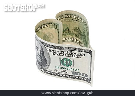 
                Herz, Geldschein, Us-dollar                   