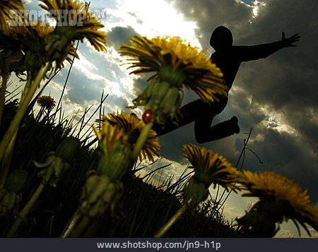
                Man, Jump, Flower Meadow                   