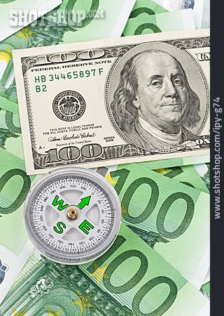 
                Geldschein, Kompass, Finanzmarkt                   