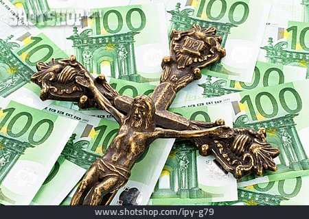 
                Geldschein, Kruzifix, Kirchensteuer                   