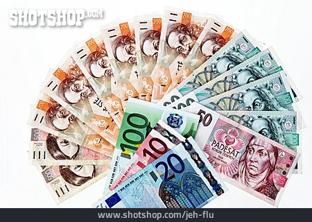 
                Euro, Geldschein, Tschechische Kronen                   