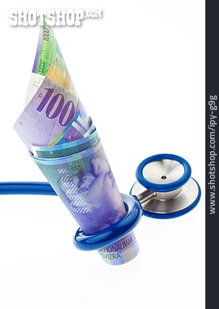 
                Schweizer Franken, Stethoskop, Behandlungskosten                   
