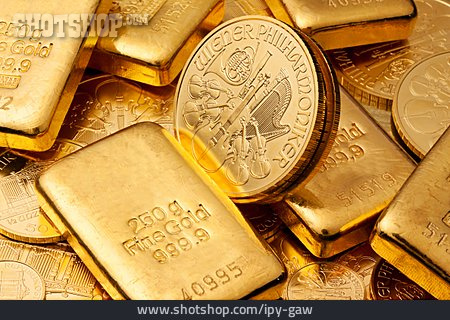 
                Gold, Goldbarren, Goldmünze                   