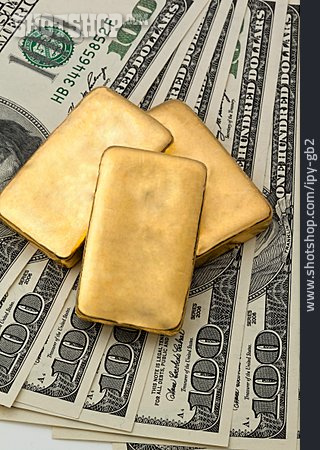 
                Geldschein, Us-dollar, Goldbarren                   