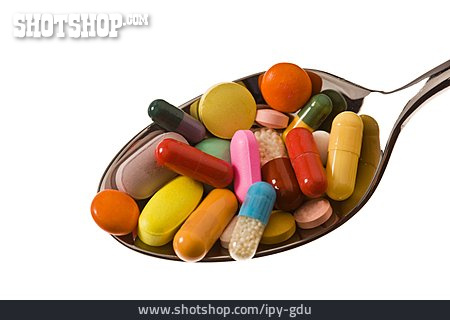 
                Löffel, Pille, Tabletteneinnahme                   