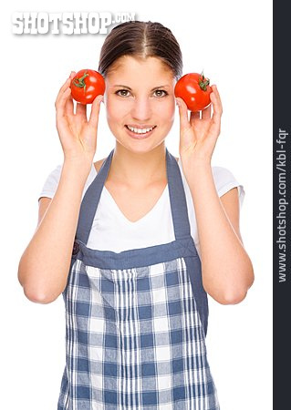 
                Junge Frau, Frau, Tomate, Hausfrau, Köchin                   