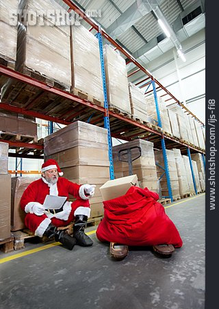 
                Logistik, Weihnachtsmann, Kontrollieren, Weihnachtsvorbereitung                   