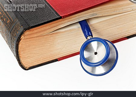 
                Buch, Stethoskop, Medizinbuch                   