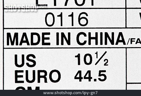 
                Globalisierung, Etikett, Made In China                   