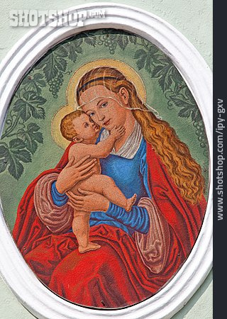 
                Wandgemälde, Jesuskind, Madonna                   