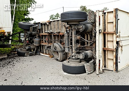 
                Lastwagen, Umgekippt, Verkehrsunfall                   
