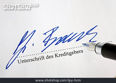 
                Unterschrift, Unterschreiben, Kreditgeber                   