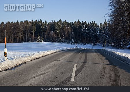 
                Winter, Straße, Landstraße                   