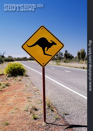 
                Verkehrsschild, Känguru, Australien                   