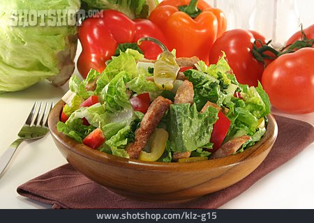 
                Salatschüssel, Gemischter Salat, Putenfleisch                   