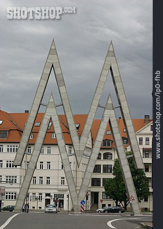 
                Skulptur, Leipzig, Leipziger Messe, Mustermesse, Messeeingang                   