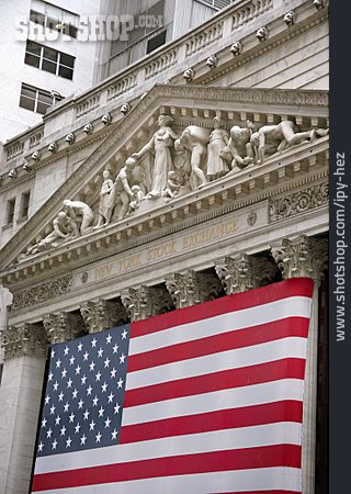 
                New York, Wall Street, Nationalflagge, New York Stock Exchange                   