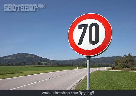 
                Speed Limit, Road, 70 Sign                   
