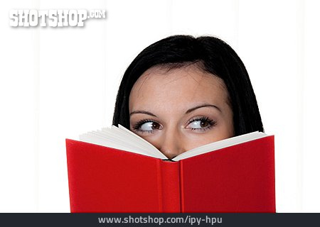 
                Junge Frau, Verstecken, Buch                   