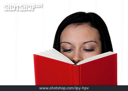 
                Junge Frau, Buch, Lesen                   