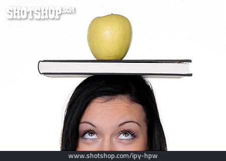 
                Junge Frau, Apfel, Kopf                   
