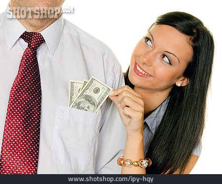 
                Young Woman, Banknote, Greedy                   