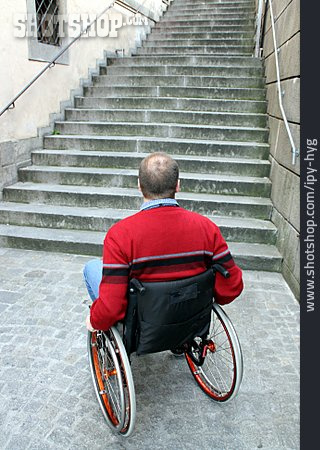 
                Gehbehindert, Rollstuhlfahrer, Barriere                   