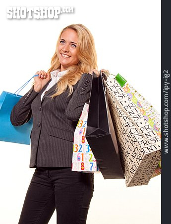 
                Junge Frau, Einkauf & Shopping, Einkaufstüte, Kaufrausch                   
