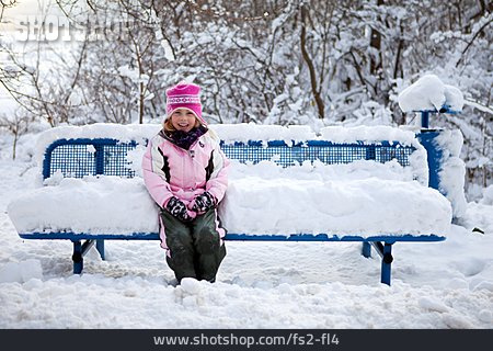 
                Girl, Snowy, Bench                   
