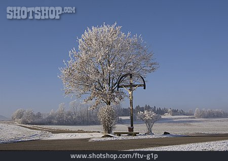 
                Winter, Kruzifix, Wegkreuz                   
