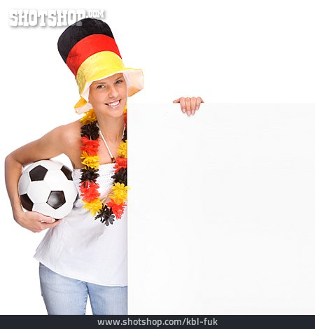 
                Textfreiraum, Junge Frau, Fußballfan, Deutschlandfan                   