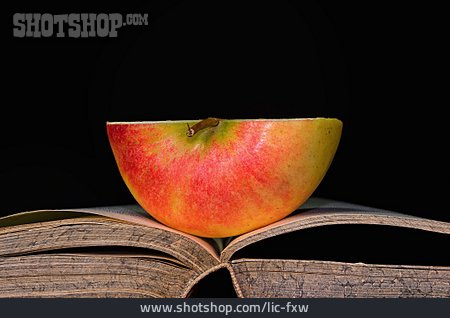 
                Apfel, Buch, Lesepause                   
