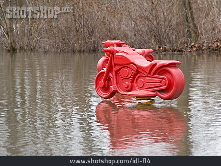 
                Motorrad, überschwemmung, Spielgerät                   