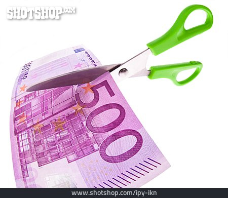 
                Euro, Geldschein, Schere, Zerschneiden                   