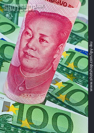 
                Euro, Geldschein, Yuan                   