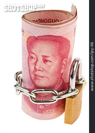 
                Geldschein, Vorhängeschloss, Yuan                   