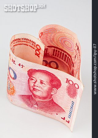 
                Geldschein, Herzform, Yuan                   