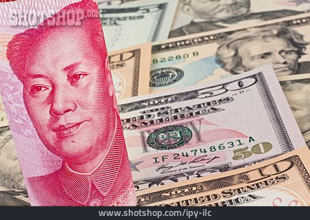 
                Geldschein, Us-dollar, Yuan                   