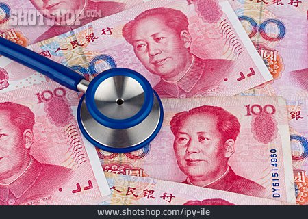 
                Geldschein, Gesundheitsreform, Stethoskop, Arztkosten, Yuan                   