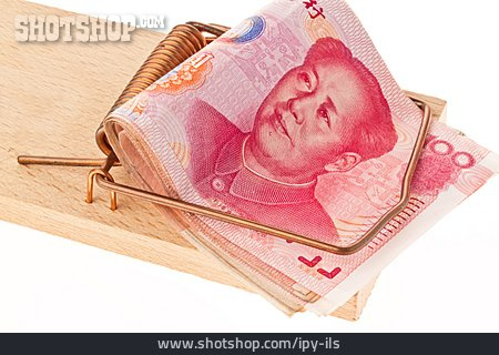 
                Geldschein, Mausefalle, Kostenfalle, Yuan                   