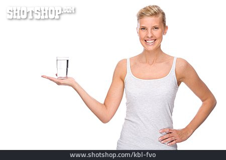 
                Junge Frau, Frau, Gesundheit, Gesund, Wasserglas                   