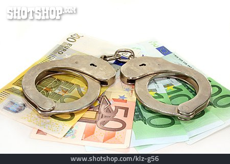 
                Geldschein, Kriminalität, Handschellen                   