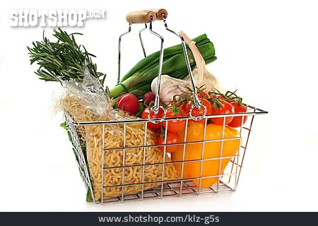 
                Gemüse, Einkaufskorb, Nudeln                   